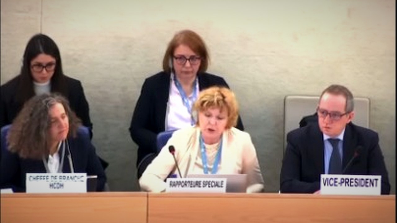 Mary Lawlor speaking at the Human Rights Council
